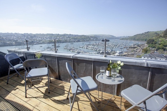 View from balcony over Kingswear Marina toward Dartmouth