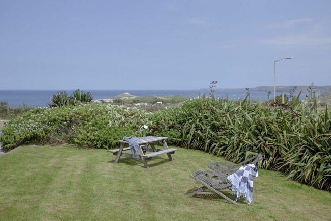 The view from Little Close out to the sea and garden