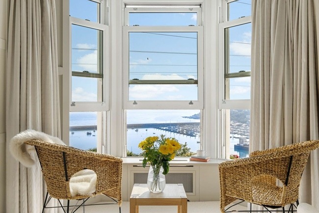 Harbour and sea view from seating area - Bay House